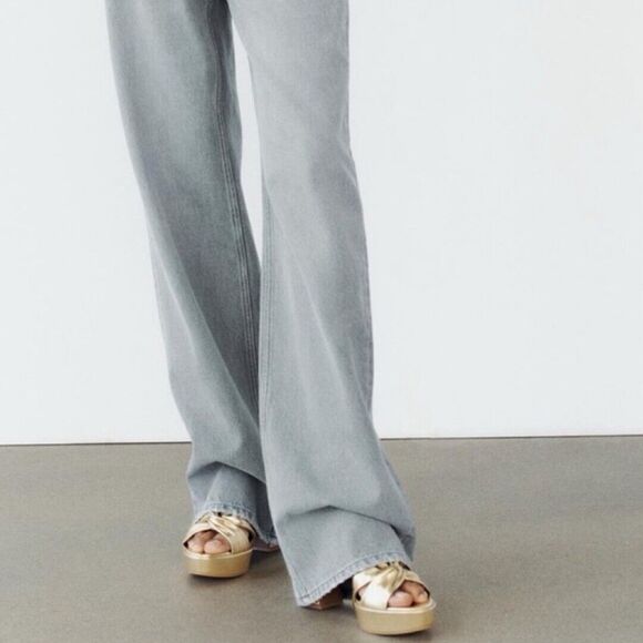 Zara Women's Gold Metallic Heeled Platform Sandals Size US 9 UK 7 EUR 40 - Picture 10 of 11